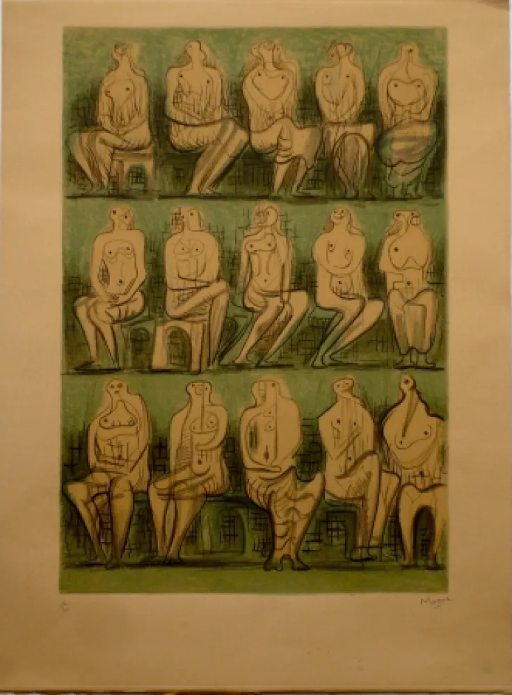 Litografía Moore - Seated Figures