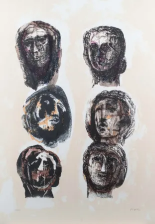 Litografía Moore - Six Heads Olympians