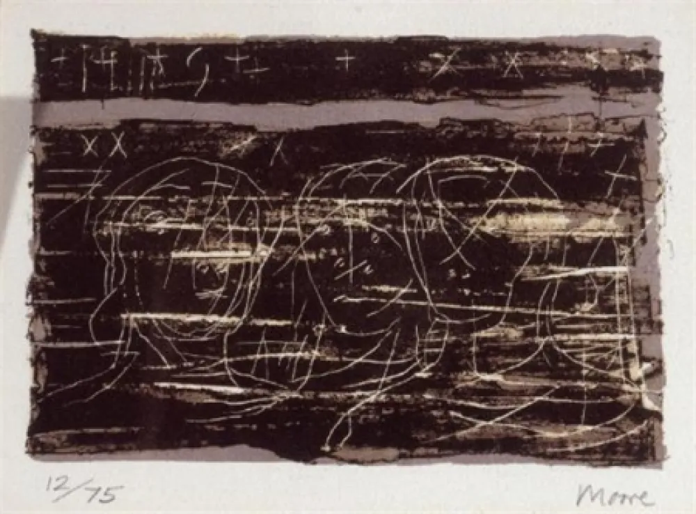 Litografía Moore - Three heads