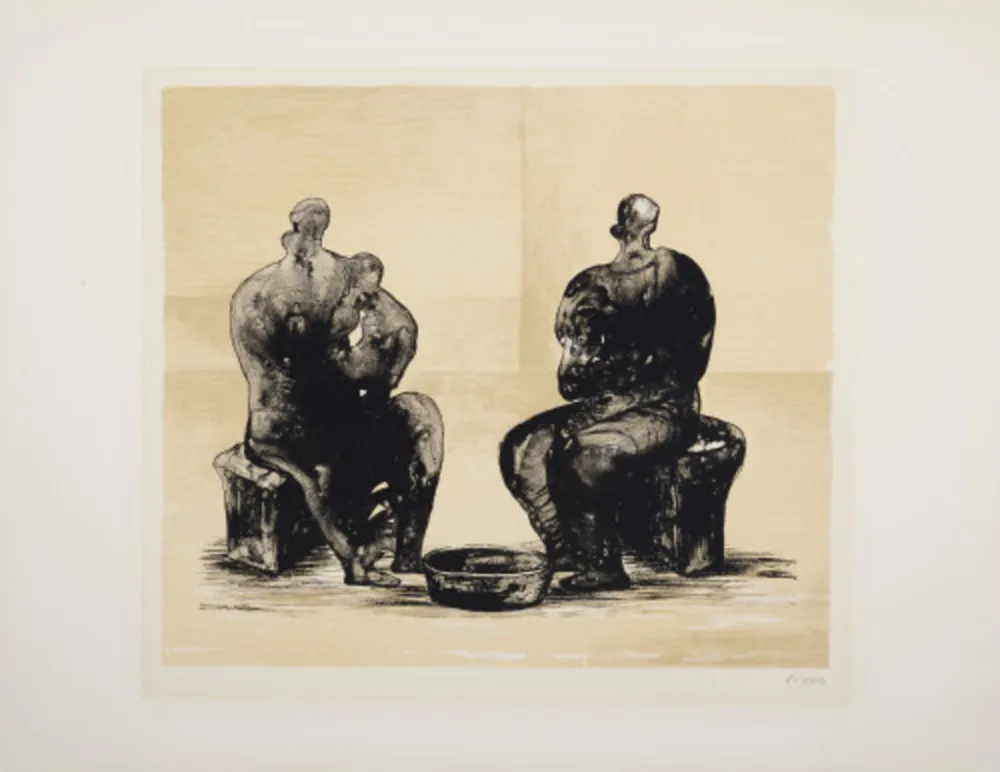 Litografía Moore - Two Women Bathing Child II (C. 310)