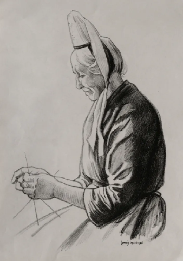 Litografía Moreau - PAYSANNE BRETONNE / BRITTANY FARMER - France 1908