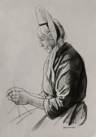 Litografía Moreau - PAYSANNE BRETONNE / BRITTANY FARMER - France 1908