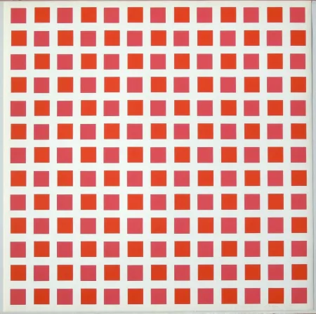 Serigrafía Morellet - 1 carré rouge 1 carré orange