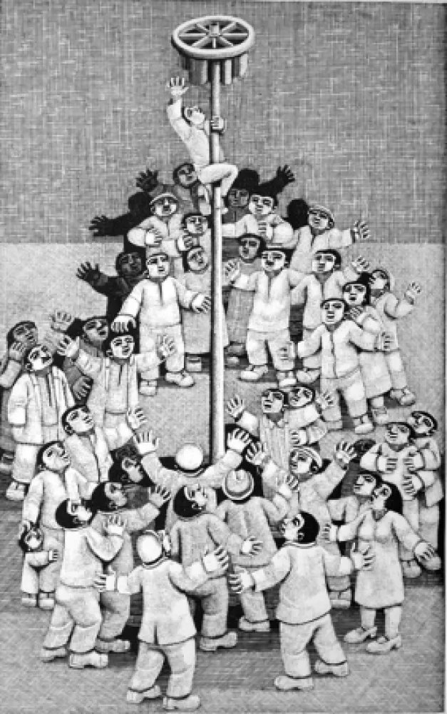 Grabado En Madera Morena - L'albero della cuccagna