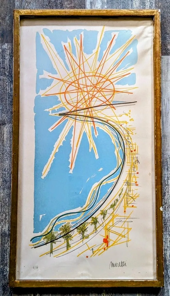 Litografía Moretti - Raymond Moretti - Hand-signed Original Lithograph, Cannes, '60s