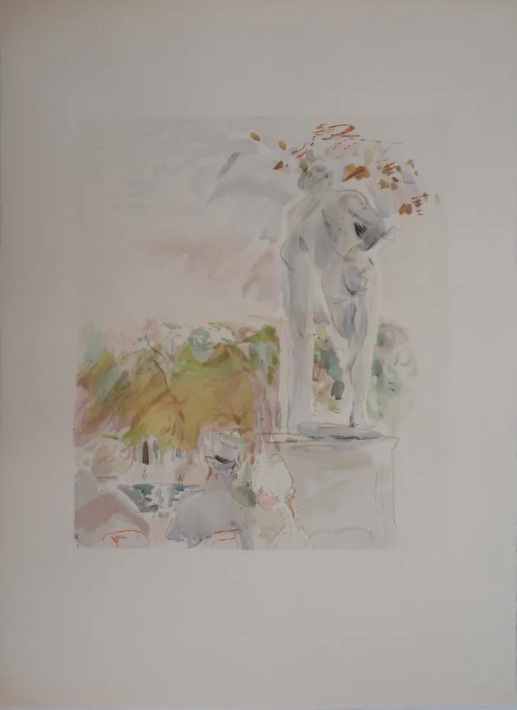 Litografía Morisot - Sculptures au Au Jardin des Tuileries