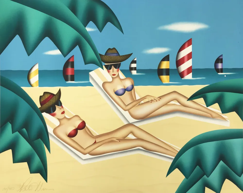 Litografía Morris - SUNBATHERS