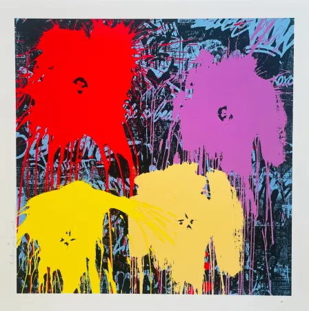 Serigrafía Mr Brainwash - Flowarh$ (Variation Red)