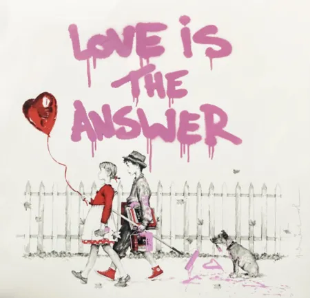 Serigrafía Mr Brainwash - Love is the Answer (Pink)