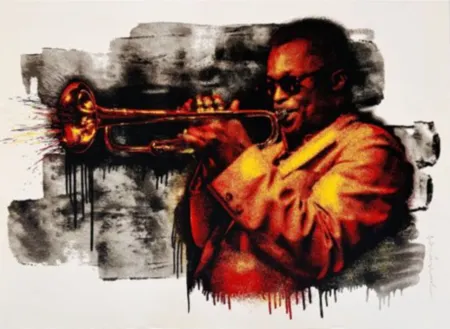 Serigrafía Mr Brainwash - Miles Davis (Red, Yellow)