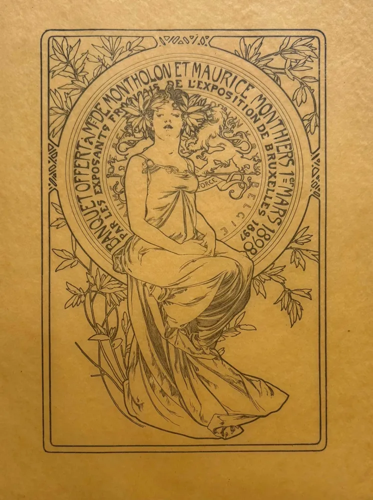 Litografía Mucha - Banquet offert à Mr De Montholon et Maurice Monthiers, 1er mars 1898