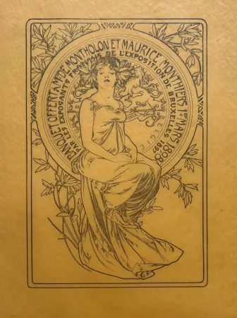 Litografía Mucha - Banquet offert à Mr De Montholon et Maurice Monthiers, 1er mars 1898