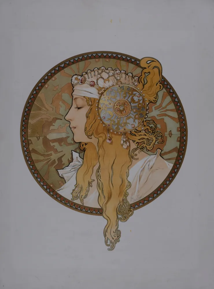 Litografía Mucha - Byzantine Heads: Blond, 1898