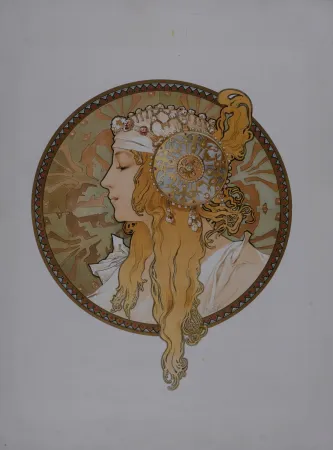 Litografía Mucha - Byzantine Heads: Blond, 1898