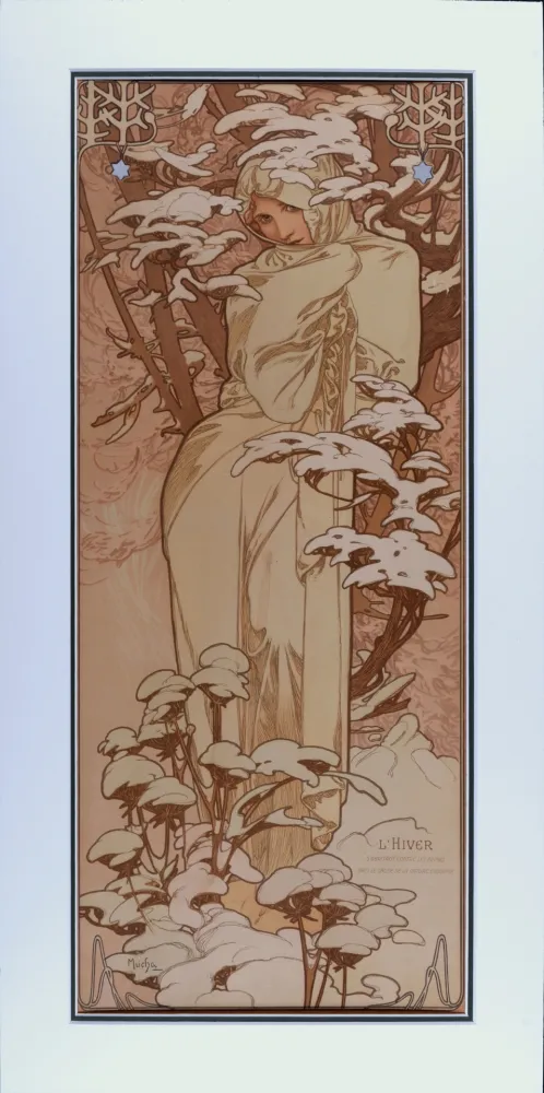 Litografía Mucha - Hiver, 1897 - Framed!