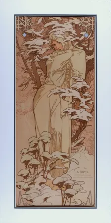 Litografía Mucha - Hiver, 1897 - Framed!