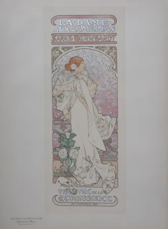 Litografía Mucha - La Dame aux Camélias (Sarah Bernhardt) - Les Maîtres de l'Affiche, 1898