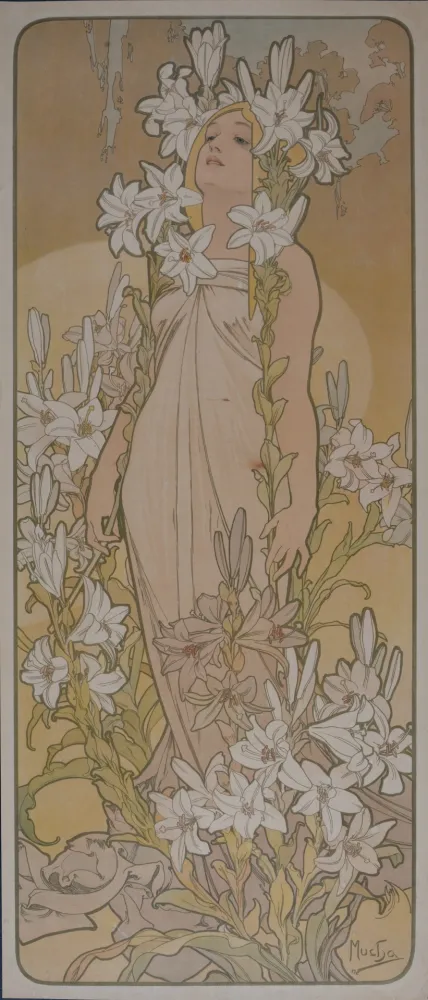 Litografía Mucha - Les Fleurs Iris
