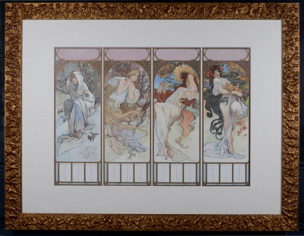 Litografía Mucha - The Seasons (one sheet), 1897