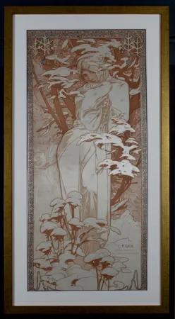 Litografía Mucha - The Seasons : Winter, 1900