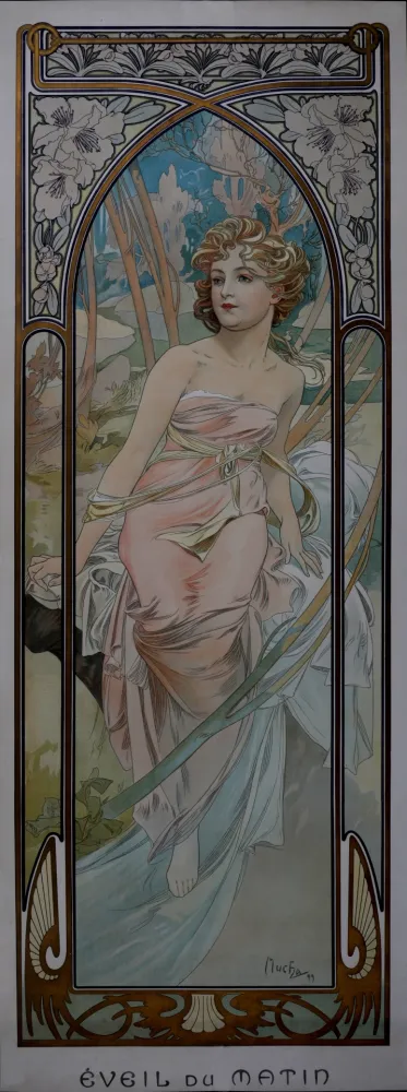 Litografía Mucha - Times of the Day : Eveil du Matin, 1899