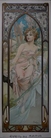 Litografía Mucha - Times of the Day : Eveil du Matin, 1899