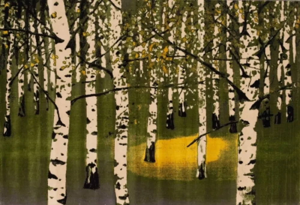 Litografía Muller - Birkenwald IV