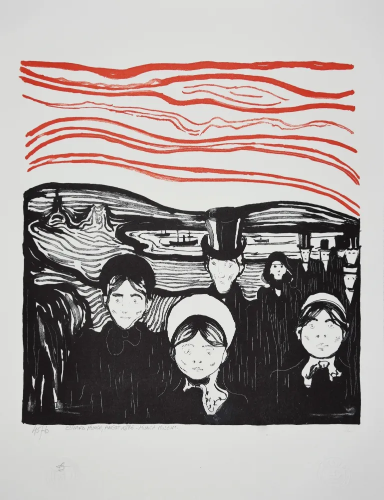 Litografía Munch - ANGST / ANXIETE 1896
