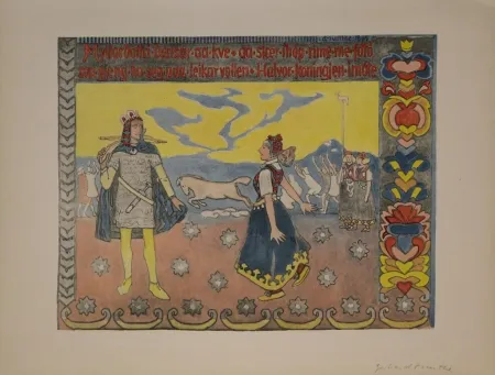 Litografía Munthe - Myllardottri dansar...