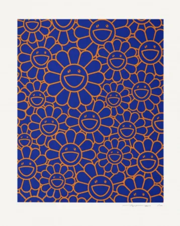 Múltiple Murakami - August Joy Silkscreen (Orange Blue Flowers)