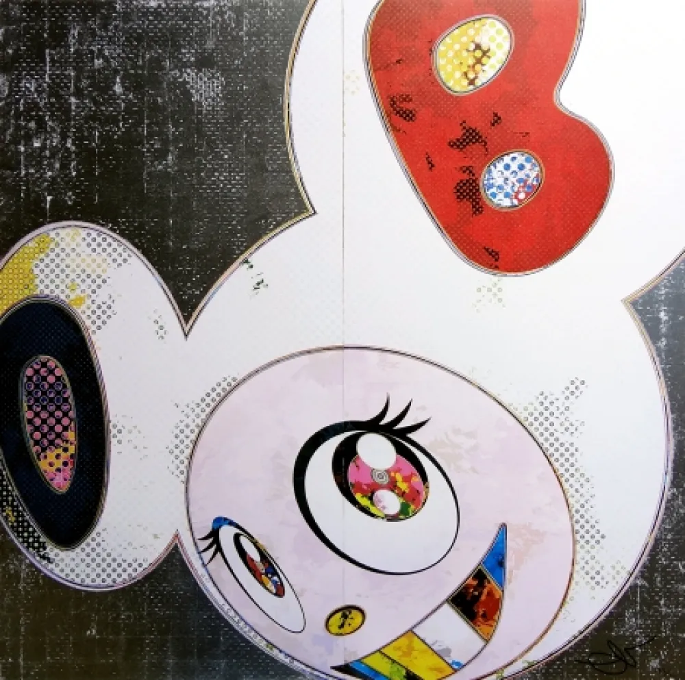 Litografía Murakami - DOB in pure white robe (navy & vermilion)