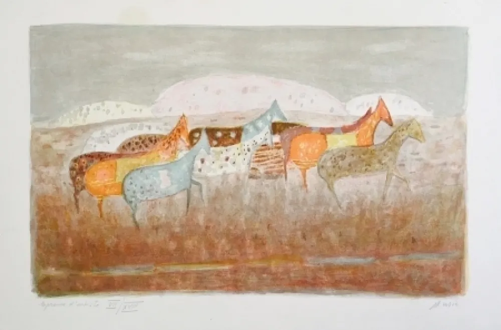 Litografía Music - Cavalli que passano 