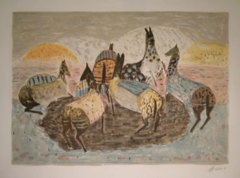 Litografía Music - Cavallini Che Giacano / Spielende Pferde