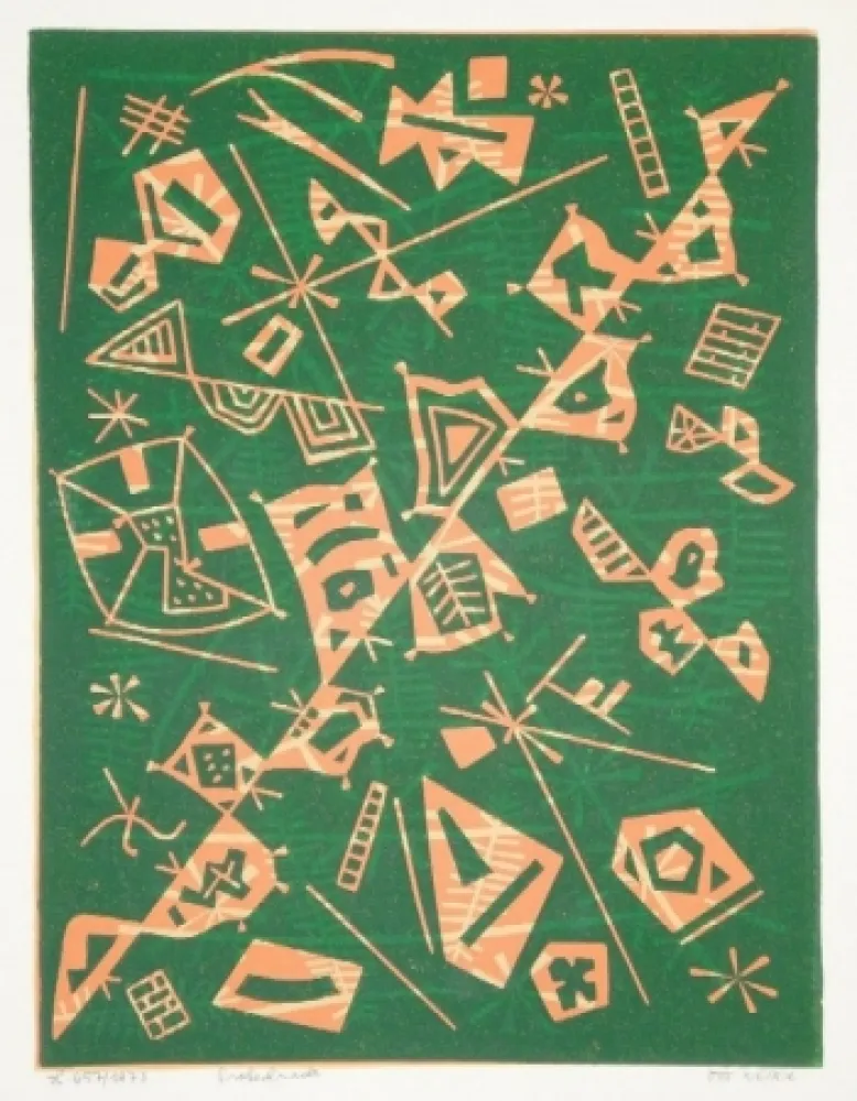 Linograbado Nebel - Farbiger Linolschnitt (Werknummer 657/1973)