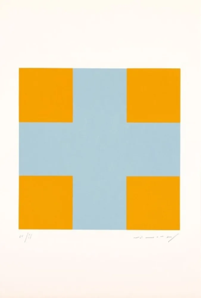 Serigrafía Nemours - Une croix pour quatre carrés