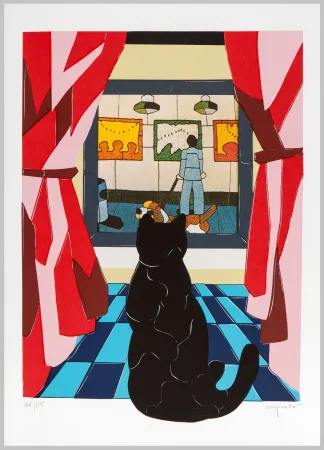 Litografía Nespolo - Composizione