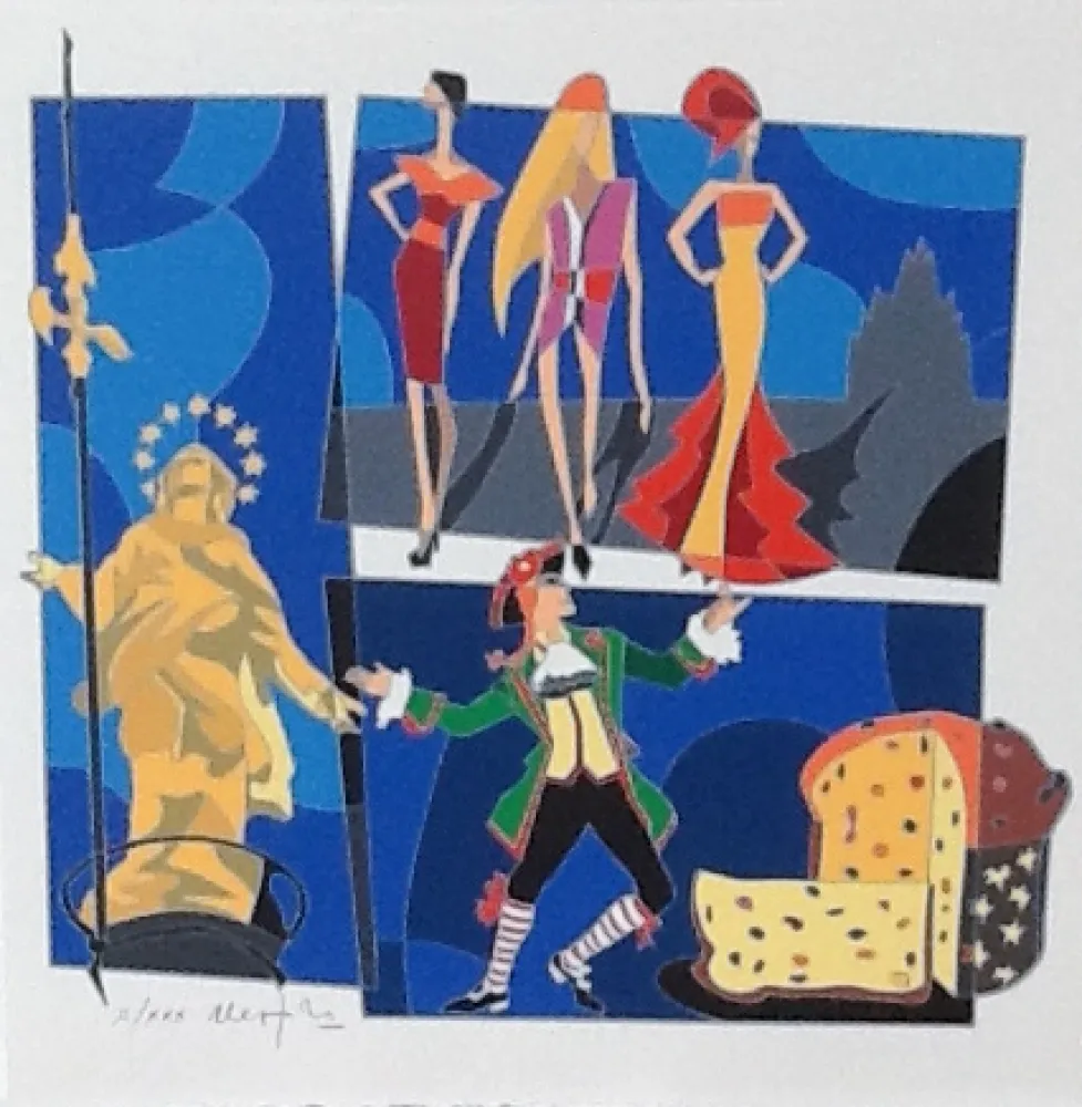 Serigrafía Nespolo - Serigrafia tratta dalla cartella Milan l'è un gran Milan