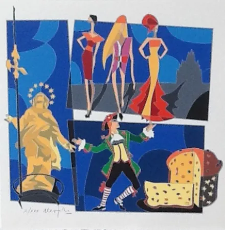 Serigrafía Nespolo - Serigrafia tratta dalla cartella Milan l'è un gran Milan