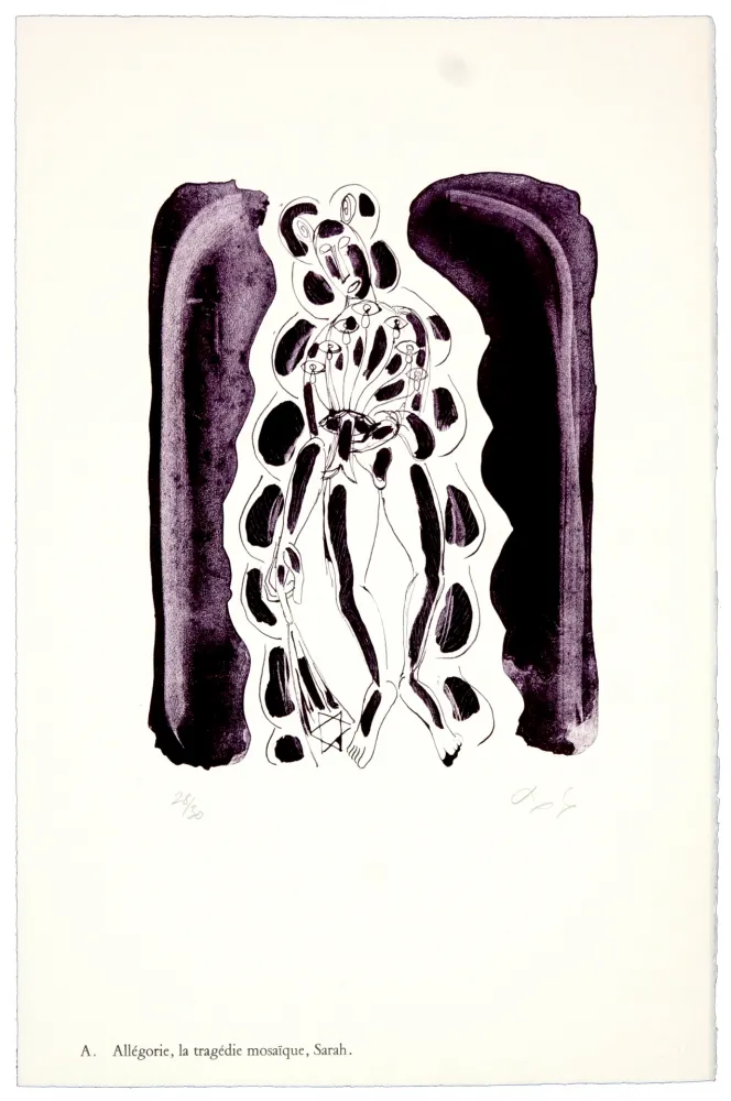 Litografía Nørgaard - A. Allégorie, la tragédie mosaïque, Sarah