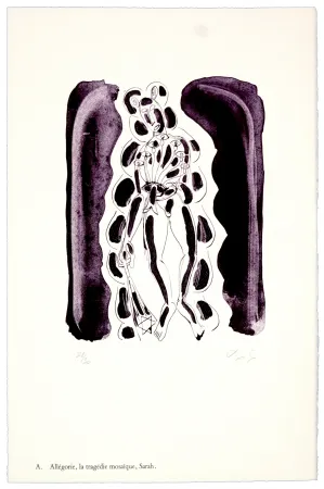Litografía Nørgaard - A. Allégorie, la tragédie mosaïque, Sarah