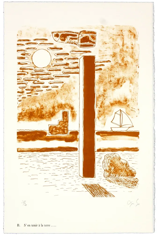 Litografía Nørgaard - B. S'en tenir à la terre.