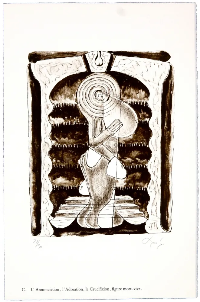 Litografía Nørgaard - C. L'Annonciation, l'Adoration, la Crucifixion, figure mort-vive