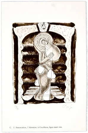 Litografía Nørgaard - C. L'Annonciation, l'Adoration, la Crucifixion, figure mort-vive
