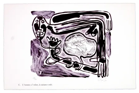 Litografía Nørgaard - C. L'homme a l'enfant, la naissance orale