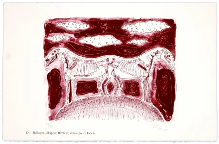Litografía Nørgaard - D. Helhesten, Sleipner, Rimfaxe, cheval pour Horsens