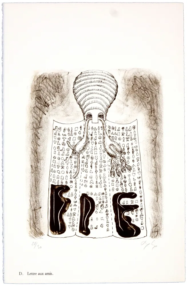 Litografía Nørgaard - D. Lettre aux amis.