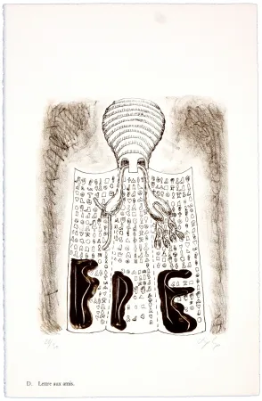 Litografía Nørgaard - D. Lettre aux amis.