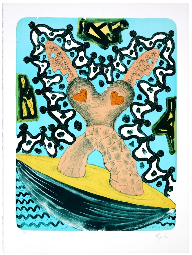 Litografía Nørgaard - Deux coeurs réunis