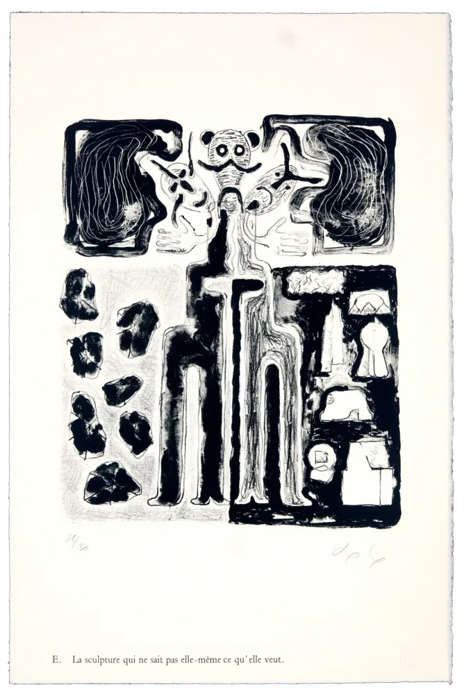Litografía Nørgaard - E. La sculpture qui ne sait pas elle-même ce qu'elle veut