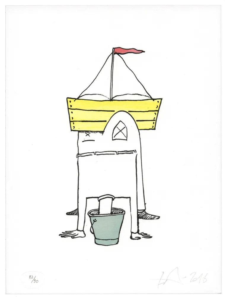 Litografía Nørgard - Tête dans le sceau